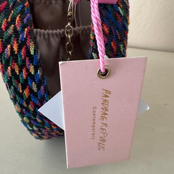 Handbag Republic Herringbone Moon Clutch Multicolor Small Crossbody NWT - Picture 8 of 9